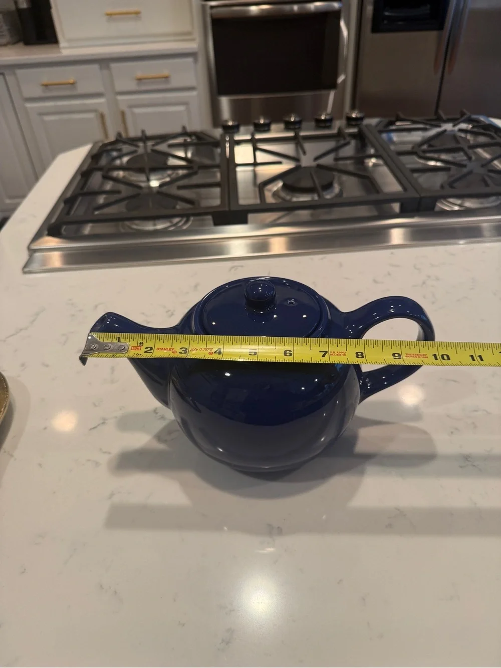 Cobalt Blue Ceramic Teapot Large Glossy Classic Cottage Kitchen Tea Pot